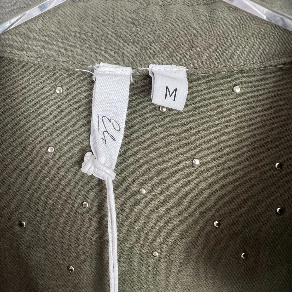 NWT Elan Studded Cotton Demi Jacket Olive Green Lightweight Size Medium M N2193 - Picture 6 of 16